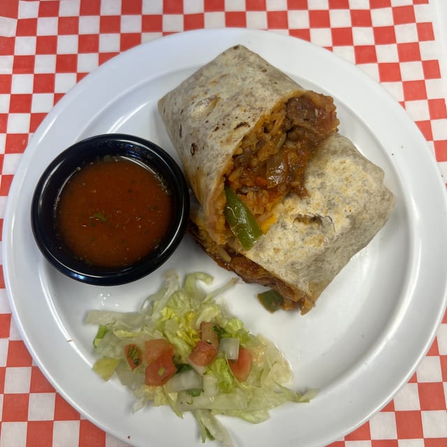 Burrito-Bistec Ranchero.
